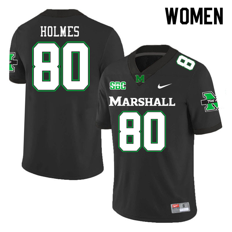 Women #80 Justin Holmes Marshall Thundering Herd SBC Conference College Football Jerseys Stitched-Bl